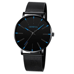 Men Watch Mesh Band Stainless Steel Analog Quartz Wristwatch Simple Unisex Business Profile Silver Gift MinimalismReloj Hombre@5