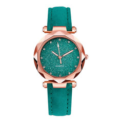 Hot Sale Watches Woman Luxury Glass Gemstone Starry Sky Clock Fashion Ladies Quartz Wristwatch Soild Color Leather Gift Watch@40
