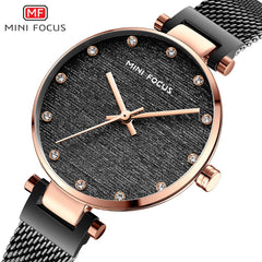 MINIFOCUS Girls Watches Womans Top Brand Luxury 2019 Black Rose Gold Watch Women Quartz Stainless Steel Women's Watch Ladies