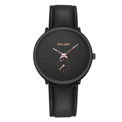 YOLAKO Simple High Quality Leather Strap Fashion Men's Watch Belt Casual Watch Round Single Eye Dial Watches Zegarek Meski