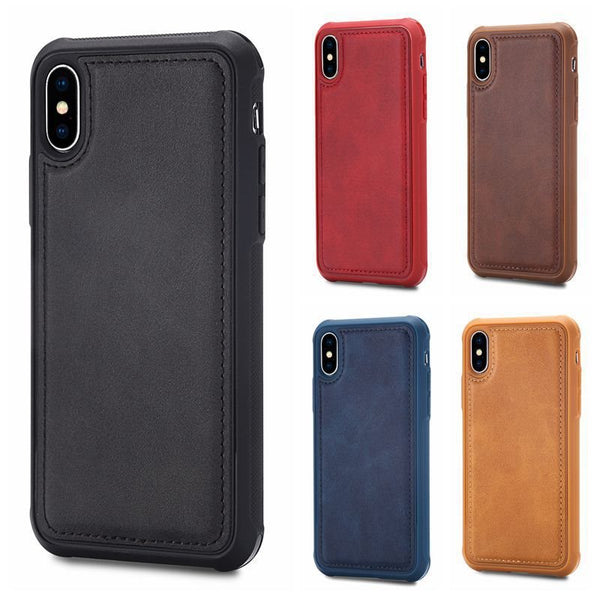 Ultra Thin PU Leather Magnetic Car Phone Case for iPhone XS Max XR X 6 6s 7 8 Plus Soft Silicone Shockproof Anti-fall Cover