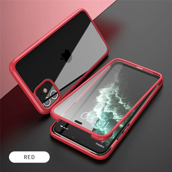 Double-Sided Tempered Glass Phone Case For iPhone 11 11 Pro Max XR XS Max X Soft Silicone edge Transparent Shockproof Hard Cover