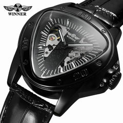 Winner Top Brand Luxury Men's Watch Pu Leather Sport Special Design Bezel Golden  Montre Homme Clock Mechanical Watches