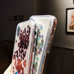 Love heart Sequins quicksand Case for iphone 11 Pro 11 Pro MAX XS Max XR X 8 7 6 Plus Shining Dynamic liquid glitter Phone Cover