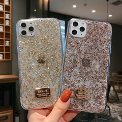 Shiny gold foil Transparent Phone Case For iPhone 11 Pro Max XR XS Max X 8 7 6S Plus Luxury silver foil soft silicone Back Cover