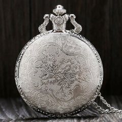 2020 New Train Locomotive Engine Pattern Hollow Cover Design Pocket Watch Necklace Pendant Chain Unisex Gifts Clock Cep saati@50