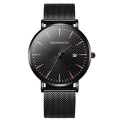 Minimalist Mens Fashion Business Watches Men Ultra Thin Stainless Steel Mesh Belt Calendar Analog Quartz Watch relogio masculino
