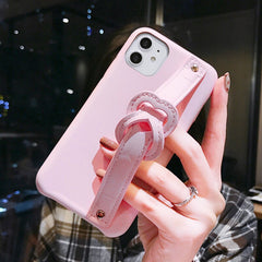 Leather Solid Color Phone Case For iphone 11 11 Pro Max XR X XS Max 7 8 Plus Wrist strap holder Back Cover For iphone 11 Pro 7 8