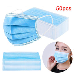 50pcs 3 Layer Disposable Protective Face Mouth Masks Anti PM2.5 Dustproof Facial Protective Cover Safety Masks