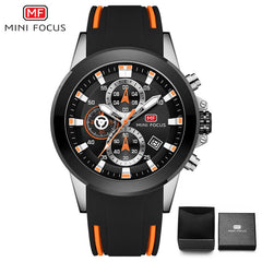 MINI FOCUS Chronograph Military Watch Men Sports Watches Mens 2019 Luxury Brand Golden Blue Silicone Men's Watch Wrist Quartz