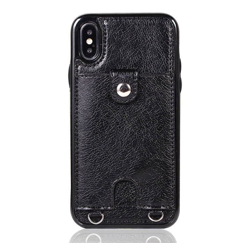 Leather Wallet Phone Case For iphone X XR XS Max 6 6s 7 8 Plus Coin Purse Card Holder Protection Phone Bag Cases With lanyard