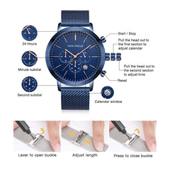 MINI FOCUS Men Watches 2019 Luxury Brand Mens Watches Quartz Stainless Steel Chronograph Watch Sport Clock Men's Wrist Watch