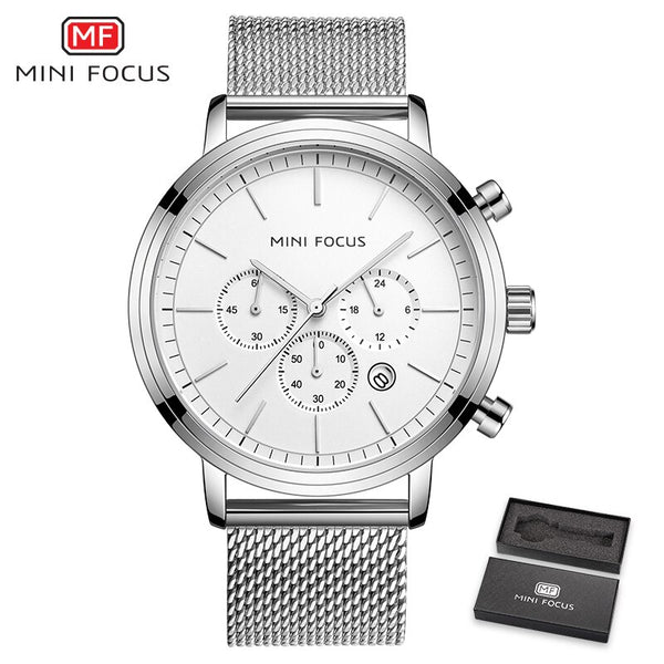 MINI FOCUS Men Watches 2019 Luxury Brand Mens Watches Quartz Stainless Steel Chronograph Watch Sport Clock Men's Wrist Watch