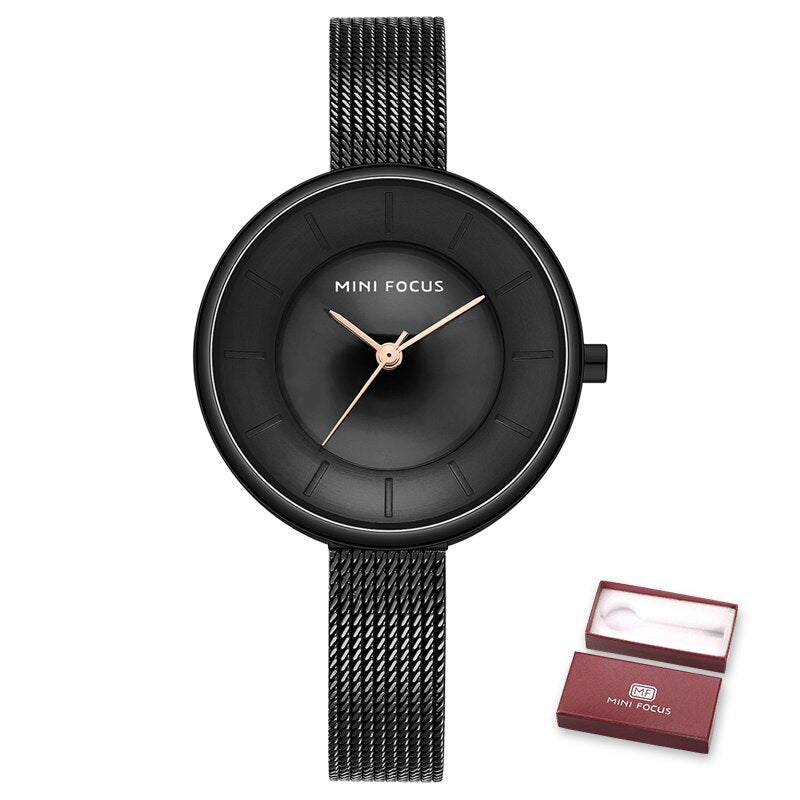 MINIFOCUS Women Watches Gold Top Brand Luxury Watches Women Fashion Watch 2019 Ladies Waterproof Stainless Steel Mesh Watch Band