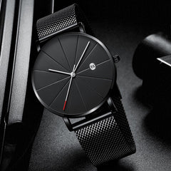 2020 Minimalist Men's Fashion Watches Men Business Date Calendar Clock Male Ultra Thin Stainless Steel Mesh Belt Quartz Watch
