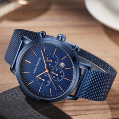 MINI FOCUS Men Watches 2019 Luxury Brand Mens Watches Quartz Stainless Steel Chronograph Watch Sport Clock Men's Wrist Watch