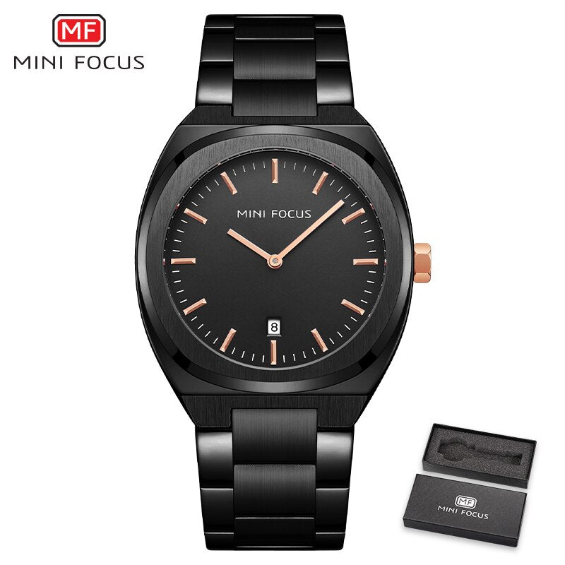 MINI FOCUS Mens Watches Top Brand Luxury Fashion Simple Wrist Watch Men Waterproof Golden Stainless Steel Watch Wrist Calendar
