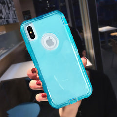 Heavy Duty Armor Clear Phone Case For iPhone XR XS Max X 6 6s 7 8 Plus PC+TPU 3 in 1 360 Shockproof Transparent Protective Cover