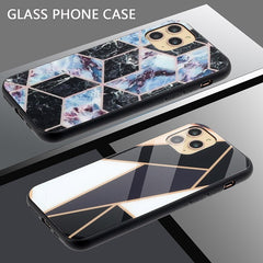 Glass  Case For iPhone 11 X XS MAX XR 6 6S 7 8 Plus Phone Cases Tempered Glass Geometric Marble Pattern Cover For iPhone XS Max