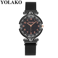 2020 Women Watches Luxury Stainless Steel Dial Strap Fashion Starry Sky Quartz Watch Magnetic Buckle Bracelet Hot Kol Saati*M