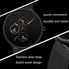 Mens Watches Male Luminous Quartz Watch Casual Slim Mesh Steel Waterproof Sport Watch 2020 Gift Relogio Masculino kol saati