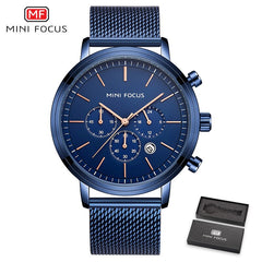 MINI FOCUS Men Watches 2019 Luxury Brand Mens Watches Quartz Stainless Steel Chronograph Watch Sport Clock Men's Wrist Watch