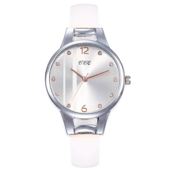 Hot Sale Women Watches Rhinestone Dot Dial Ladies Quartz Wristwatch Design Leather Strap Clock Dress Gift Zegarki Damskie@50
