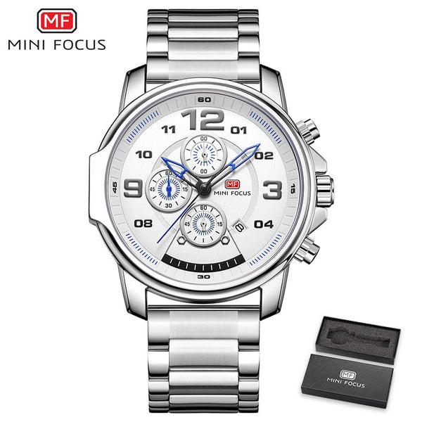 MINI FOCUS Chronograph Watch Men Sports Watches Mens 2019 Quartz Wristwatch Luxury Brand Business Stainless Steel Clock Male Hot