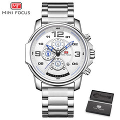 MINI FOCUS Chronograph Watch Men Sports Watches Mens 2019 Quartz Wristwatch Luxury Brand Business Stainless Steel Clock Male Hot