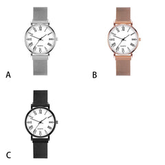 Women Watches Simple Stainless Steel Strap Magnetic Buckle Casual Mesh Watches Quartz Clock Rose Gold Bracelet Wrist Watch*M