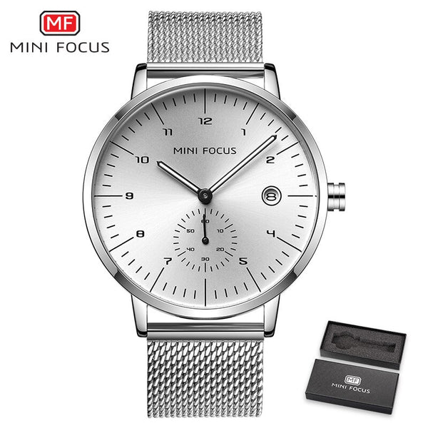 MINI FOCUS Man Watches 2020 Brand Luxury Simple Stainless Steel Watch Mens Fashion Quartz Watch Men Waterproof Black Watch Wrist