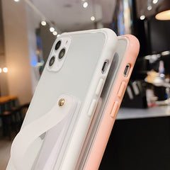 Silicone Shockproof Bumper Clear Phone Case For iPhone 11Pro Max X XR XS Max 8 7 6 6S Plus Soft TPU Wrist strap stand Back Cover