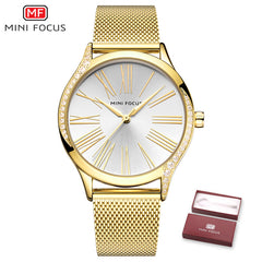 MINI FOCUS Women Watches Top Brand Luxury Quartz Gold Watch Women Fashion Stainless Steel Ladies Wrist Watches Relojes Mujer