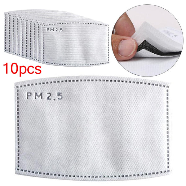 10Pcs/Lot 5 Layers PM2.5 Activated Carbon Filter Insert Protective Filter Media Insert for Face Mouth Mask Anti Dust Mask