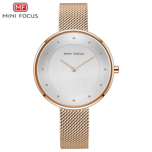 MINI FOCUS Women Watches Luxury Dress Womens Watches Top Brand Hand Clock Milanese Steel Lady Watch For Woman Rose Gold Quartz