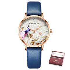 MINI FOCUS Women Watches Waterproof Blue Watch Leather Brand Luxury Fashion Casual Christmas Dress Quartz Womans Watch Ladies