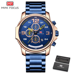MINI FOCUS Chronograph Watch Men Sports Watches Mens 2019 Quartz Wristwatch Luxury Brand Business Stainless Steel Clock Male Hot
