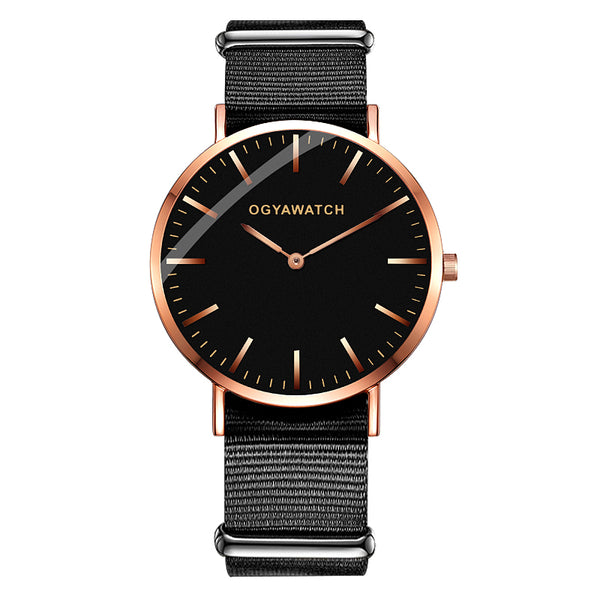 OGY Men's Watches Simple Time Luxury Sports Quartz-Watch Leather Strap Nylon Men Clock Wristwatch Reloj Hombre Relogio Masculino