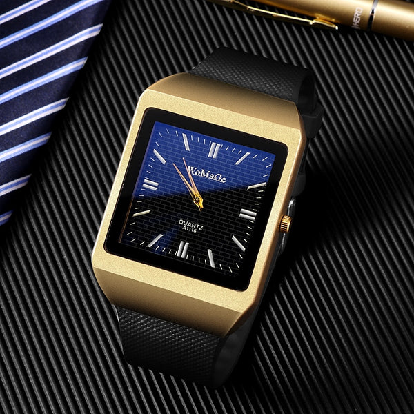 Hot Sale WoMaGe Brand Gold Case Men's Watch Casual Fashion Unisex Watches Clock Kol Saati Silicone Wristwatch Masculino Relojes