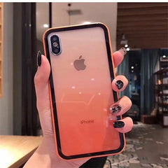 Colorful Shockproof Silicone Bumper Frame Glass Case For iPhone 11 X XR XS Max 8 7 6 6S Plus Rainbow Gradient Transparent Cover