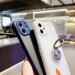 Matte Transparent Phone Case For iPhone 11 X XR XS Max 8 7 6 6S Plus Soft Silicone Car magnetic ring bracket phone Back Cover