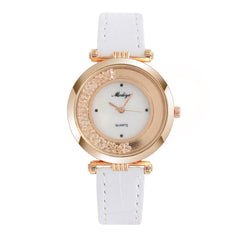 Creative Women Watches Circular Quicksand Dial Ladies Quartz Wristwatch Business Leather Strap Clock Fashion Zegarki Damskie@50