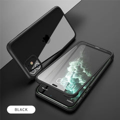 Double-Sided Tempered Glass Phone Case For iPhone 11 11 Pro Max XR XS Max X Soft Silicone edge Transparent Shockproof Hard Cover