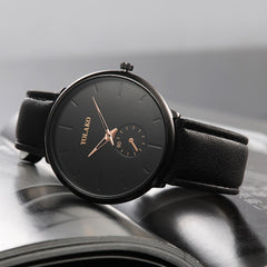 YOLAKO Simple High Quality Leather Strap Fashion Men's Watch Belt Casual Watch Round Single Eye Dial Watches Zegarek Meski