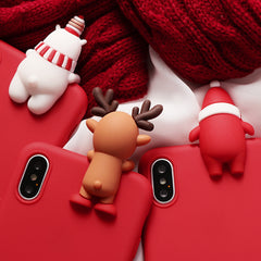 Christmas Cartoon 3D Deer Case For iPhone XR 11 Pro XS Max X Silicone Matte Cover For iphone 7 8 6 S 6S Plus 7 8 Plus Case Bear