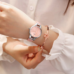 Hot Sale Women Watches Rhinestone Dot Dial Ladies Quartz Wristwatch Design Leather Strap Clock Dress Gift Zegarki Damskie@50