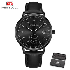 MINIFOCUS Quartz Watch Men Fashion Mens Watches Top Brand Luxury Waterproof Men Watch Leather Strap Wristwatch Relogio Masculino