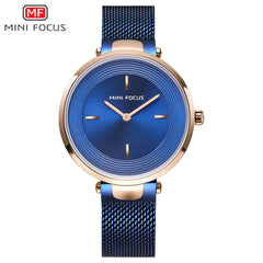 MINIFOCUS Thin Ladies Wrist Watch Women Fashion Stainless Steel Watch Strap Quartz Girls Watches Womans Clock Relogio Feminino