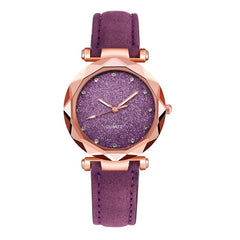 Hot Sale Watches Woman Luxury Glass Gemstone Starry Sky Clock Fashion Ladies Quartz Wristwatch Soild Color Leather Gift Watch@40