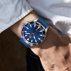MINIFOCUS Army Military Watch Men Fashion Men's Watches Quartz Watches For Men Clock Luxury Brand Blue Rubber Strap Date Display